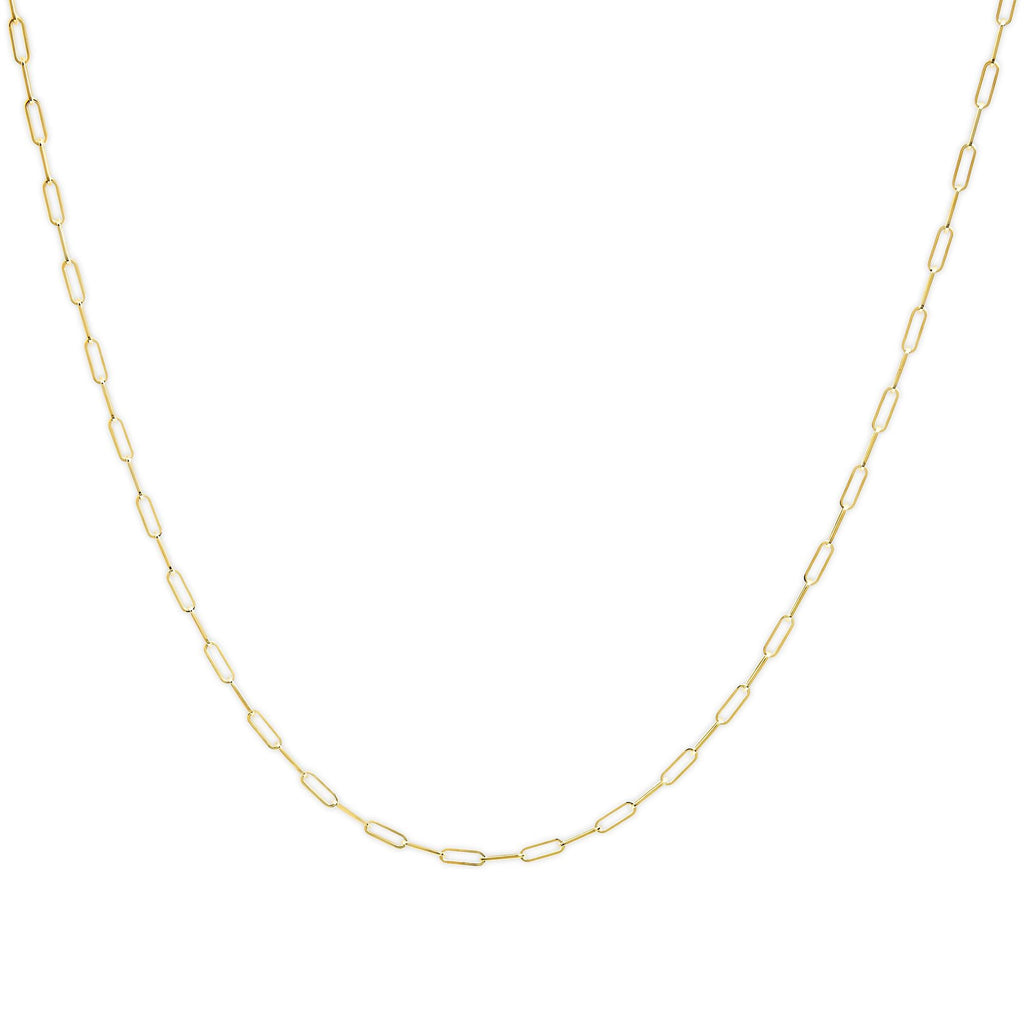 Unisex Solid 14K Gold 2.5mm Paperclip Chain Necklace - Goddess Imports Marketplace