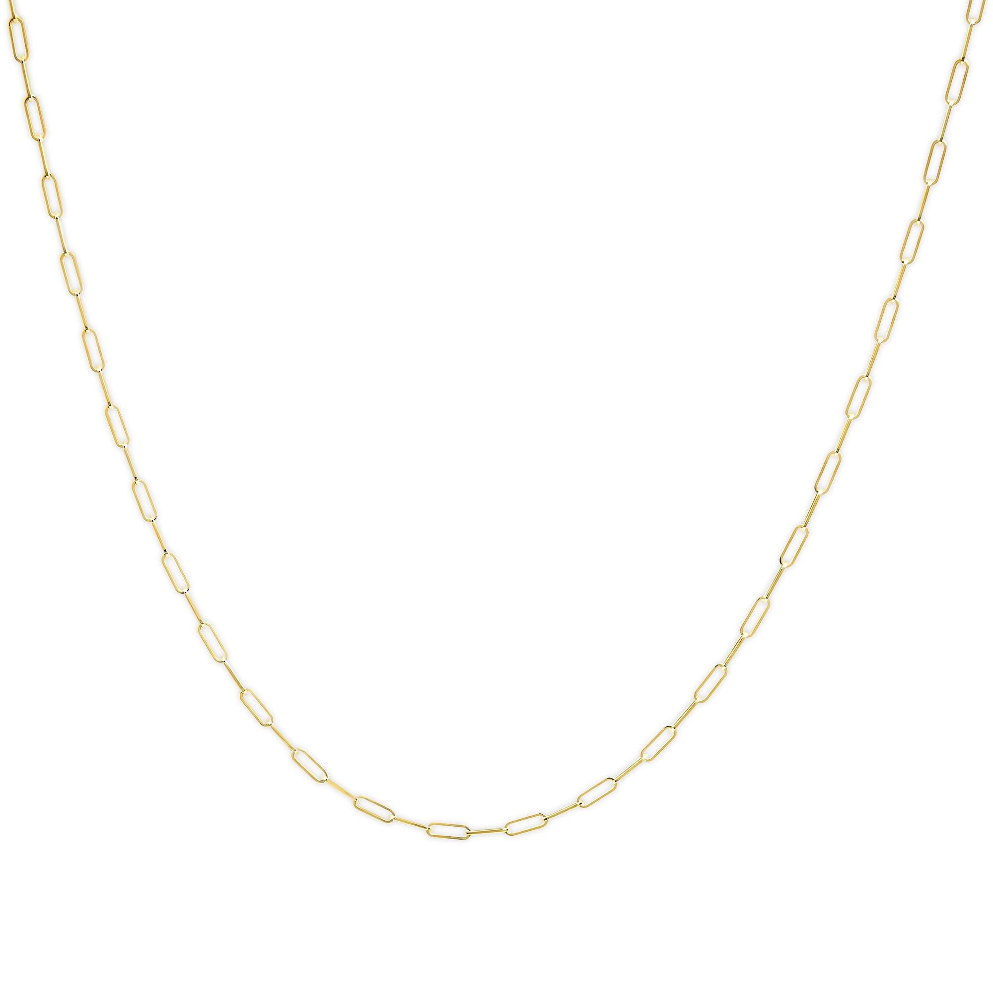 Unisex Solid 14K Gold 2.5mm Paperclip Chain Necklace - Goddess Imports Marketplace