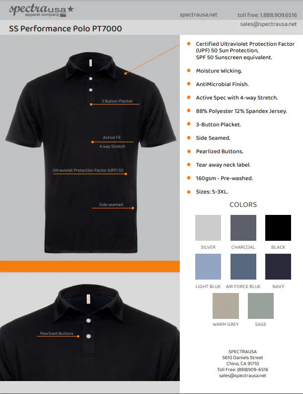 UPF 50 Performance Polo by SpectraUSA
