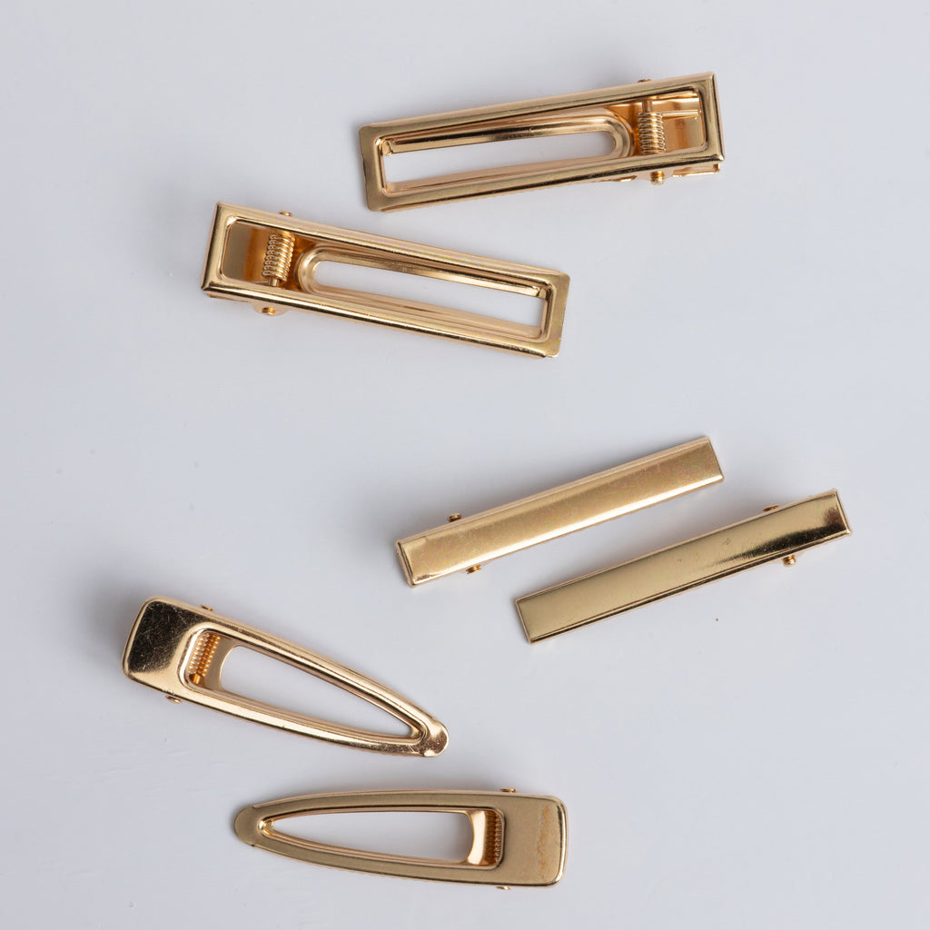 Resin Craft Gold Blank Hair Clips 6pk