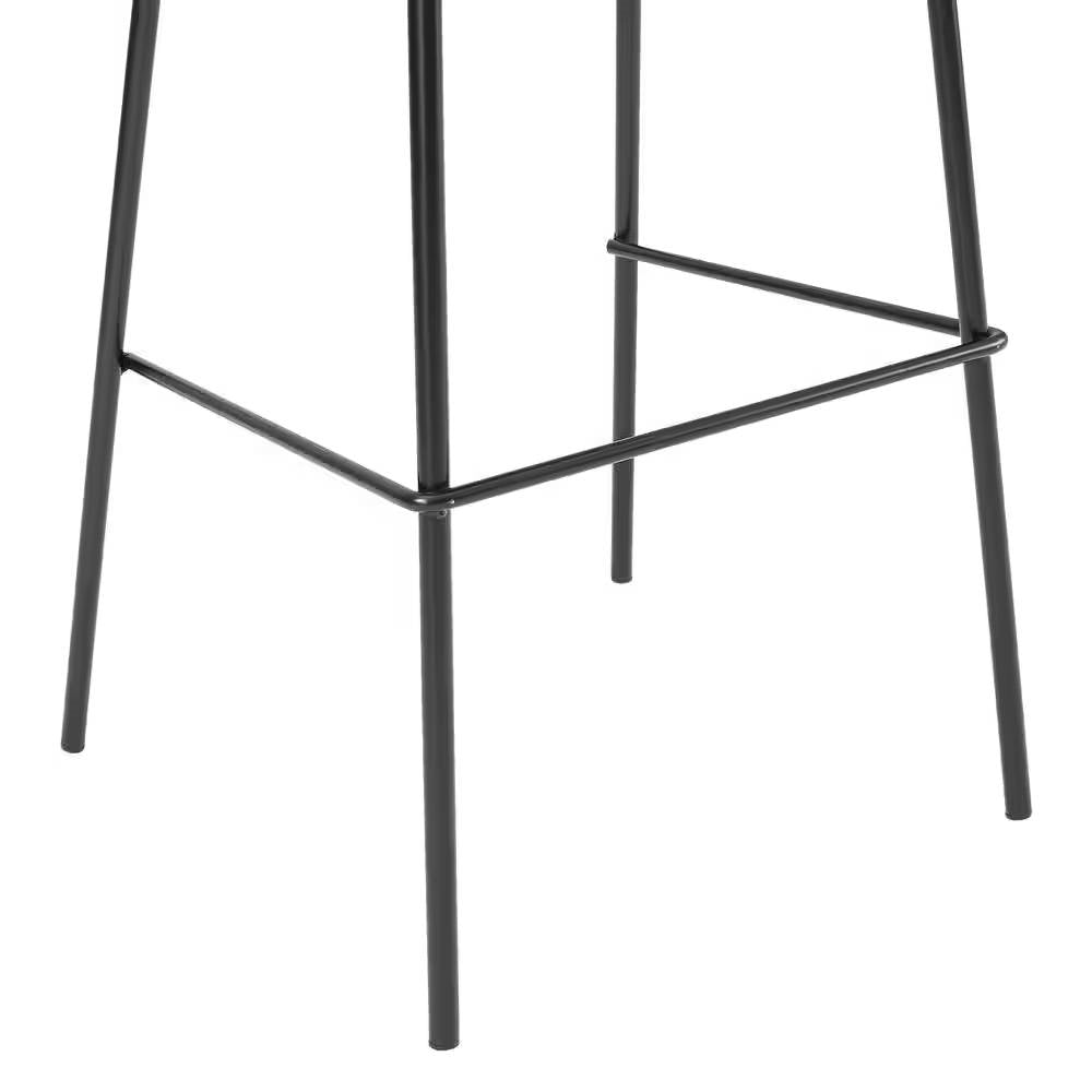 Set of 2 - Modern Low Back Barstool with Black Metal Frame and Grey Linen Seat - Goddess Imports Marketplace