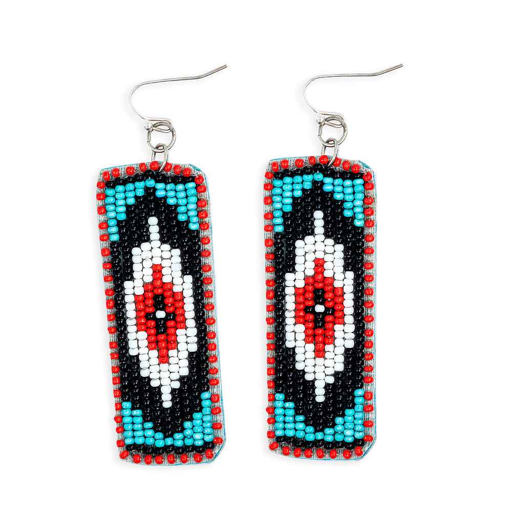Love Thee Only Beaded Earrings In Ebony & Red