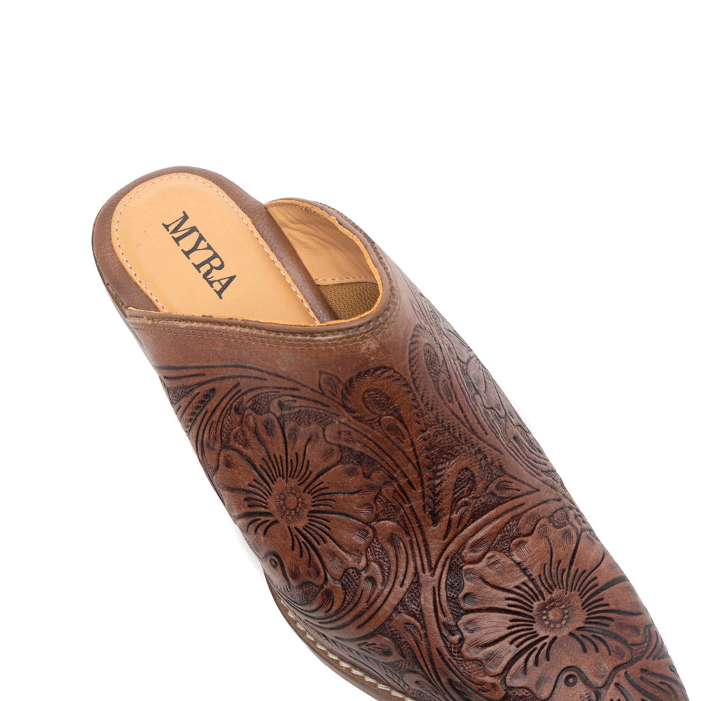 Valeria Hand-tooled Mules