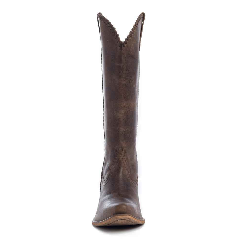 Myra High Plains Stitched Leather Boots for Women – Pointed Toe, Low Heel Cowgirl Boots with Western Tall Design