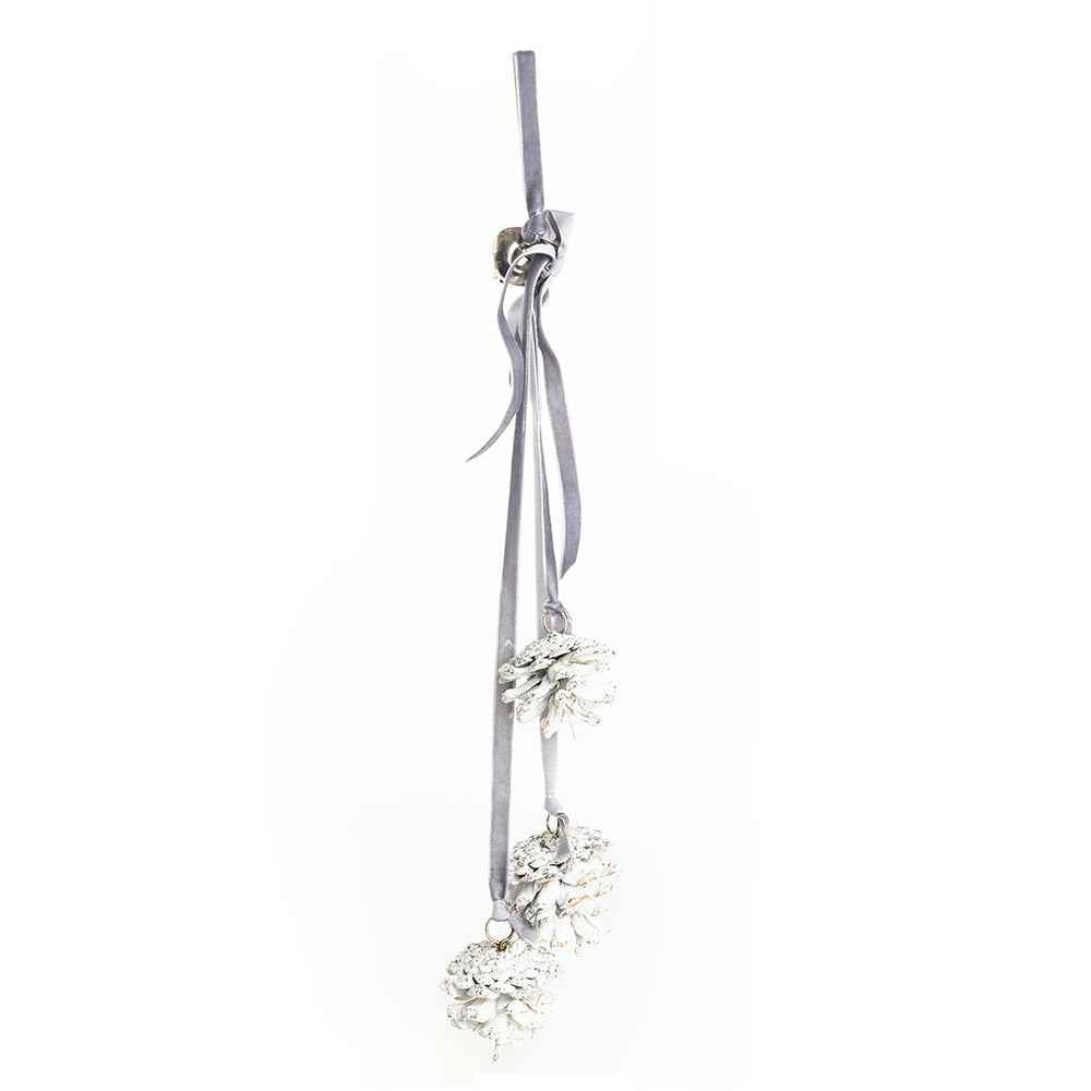 Silver & Frost Pine Cones Ornament
