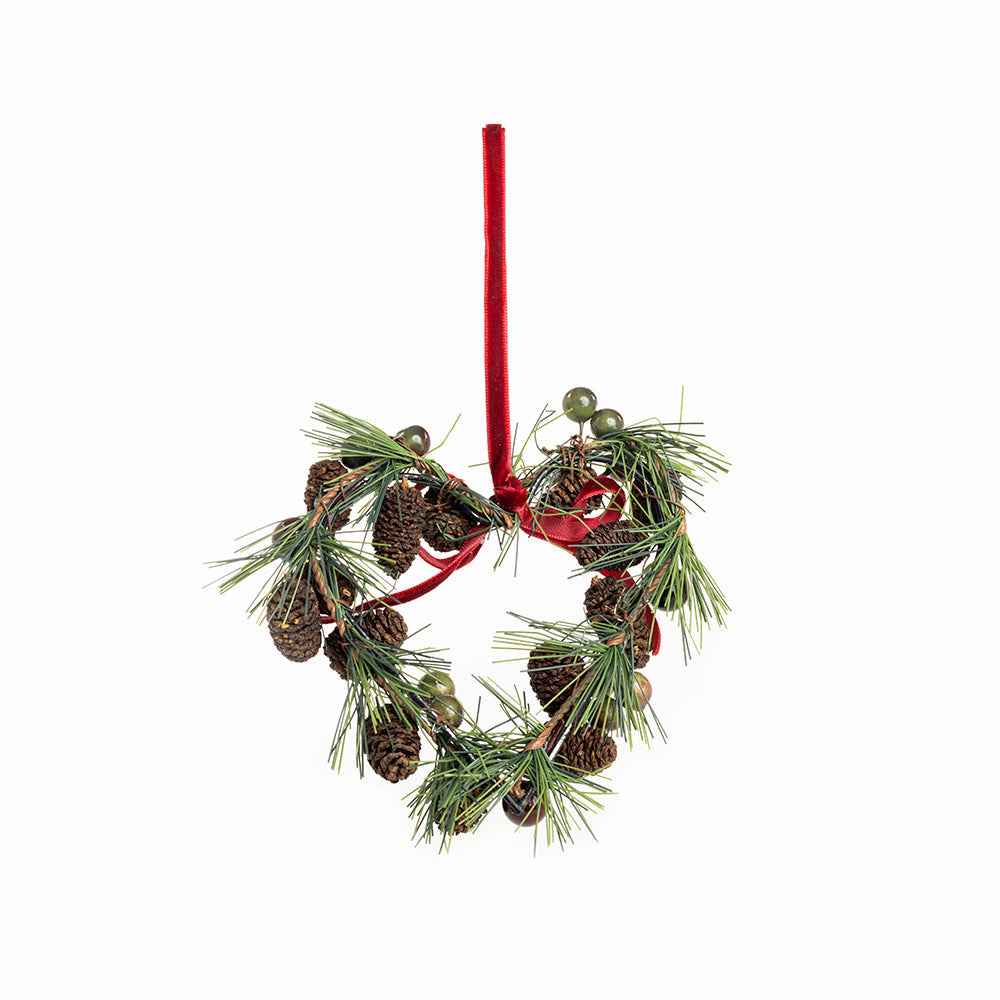 Pine Cone Berry Heart Ornament