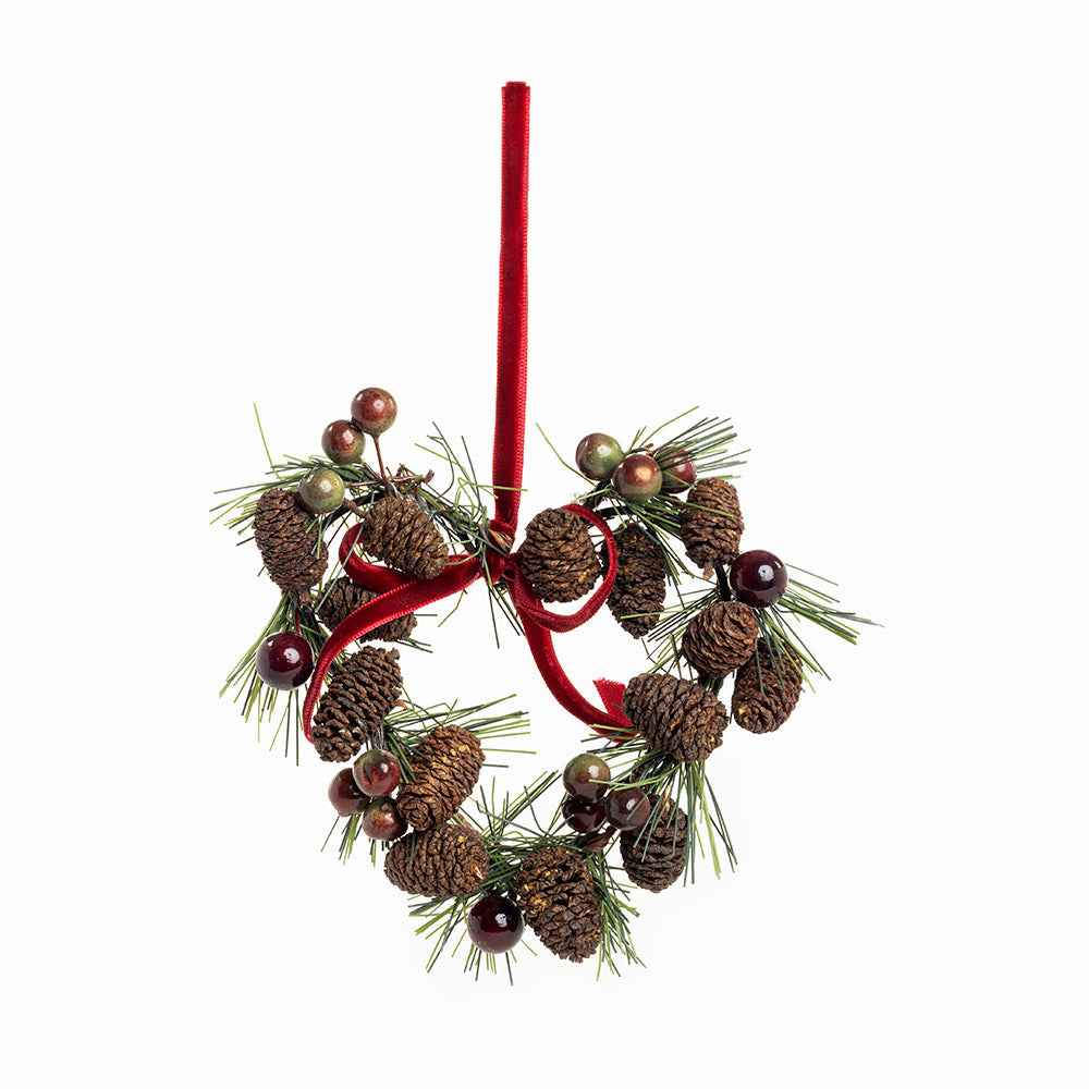 Pine Cone Berry Heart Ornament