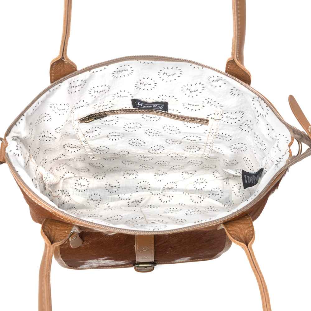 Mesa Maverick Tote Bag in Brown & White