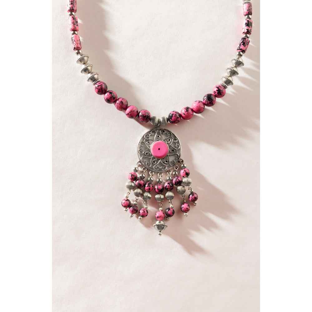 Luxi Concho Necklace In Pink
