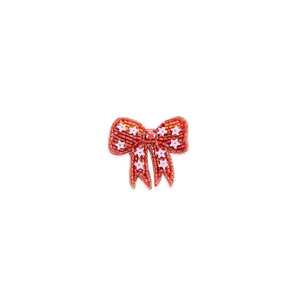 Lovely Bow Brooch In Red