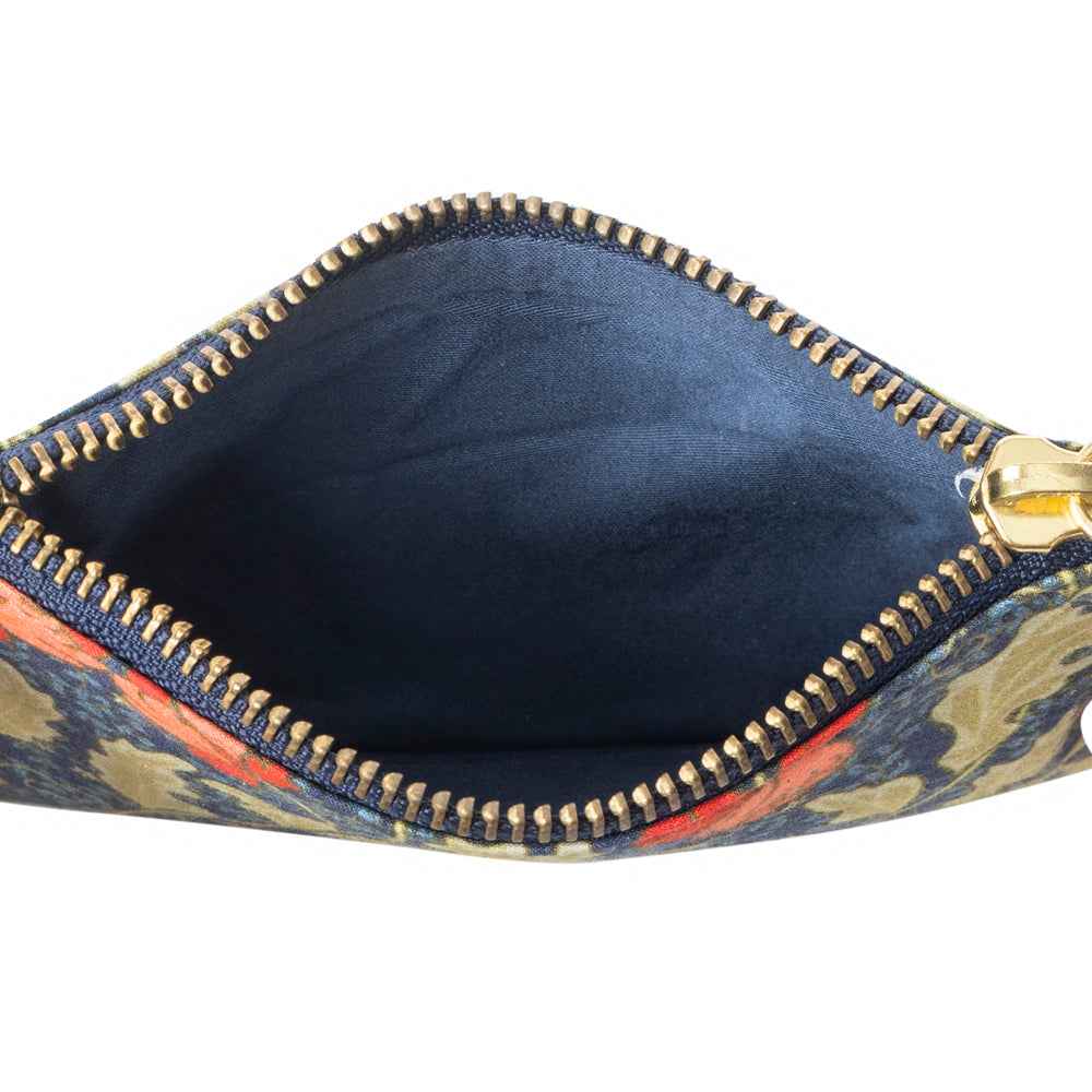 Red Blossoms Coin Purse In Blue