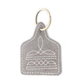 Saddle Mark Embroidered Leather Key Fob in Grey