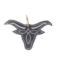 Longhorn Charm Leather Key Fob in Black