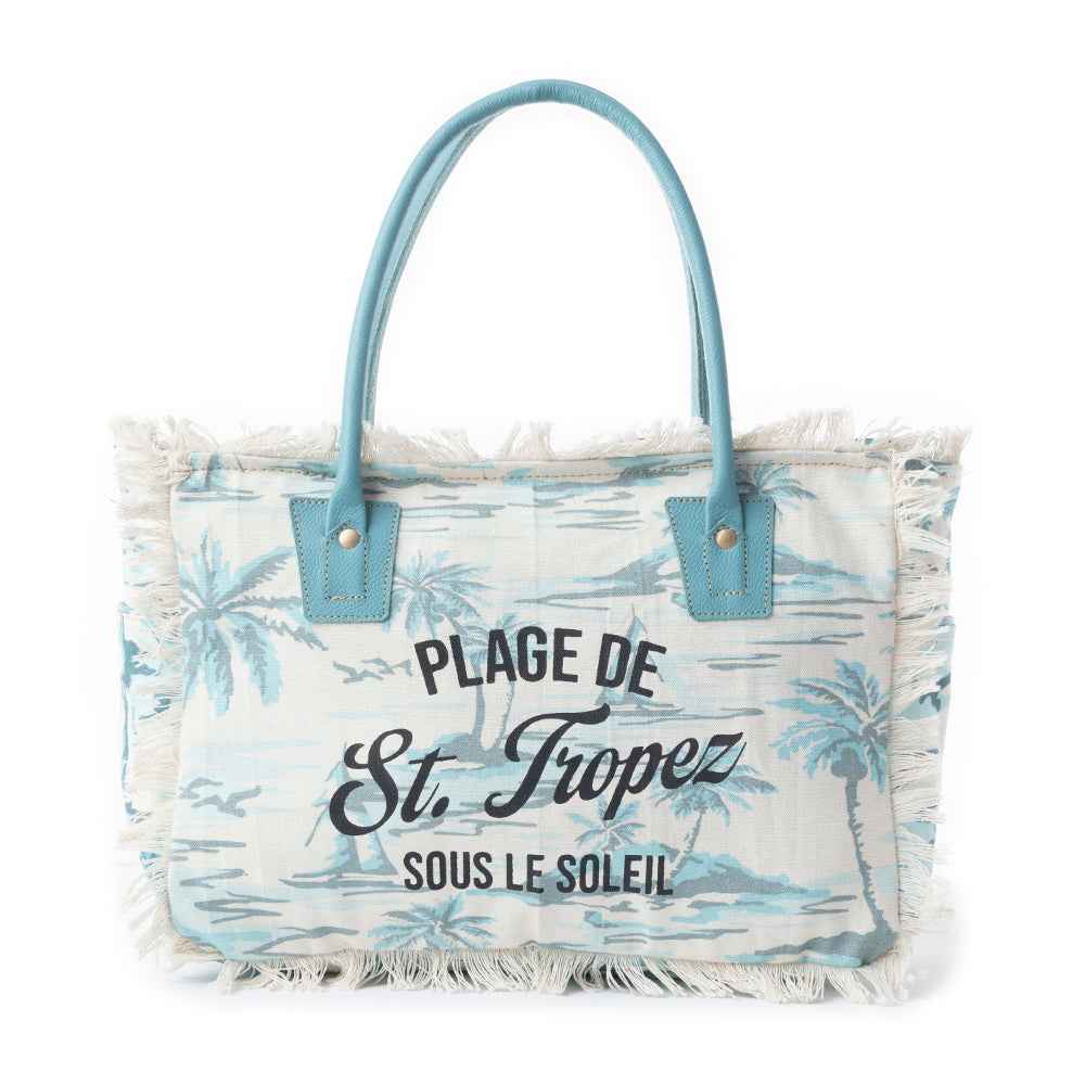 Saint Tropez Tote Bag In Green & White