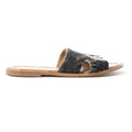 Myra Daleena Anne Leather Slide Sandals for Women – Western Style Open-Toe Flats with Natural Hairon Pattern