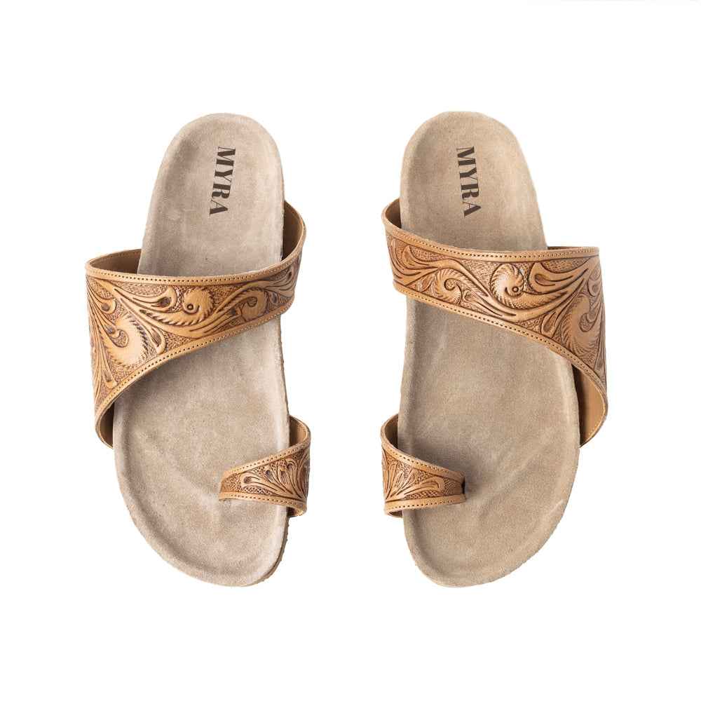 Myra Eastward Winds Leather Sandals for Women – Cork Sole, Antique Finish for Western Comfort