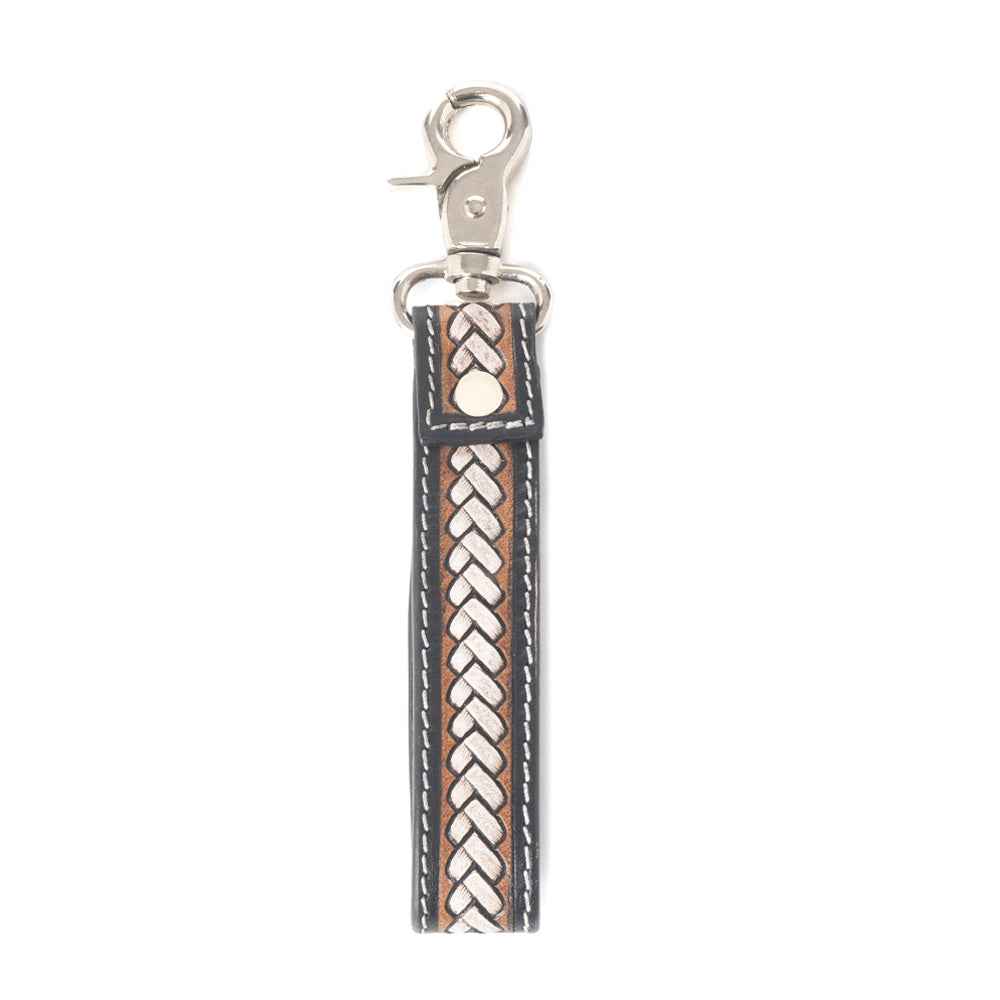 Braided Buckle Hairon Key Fob in Dusty Bronze