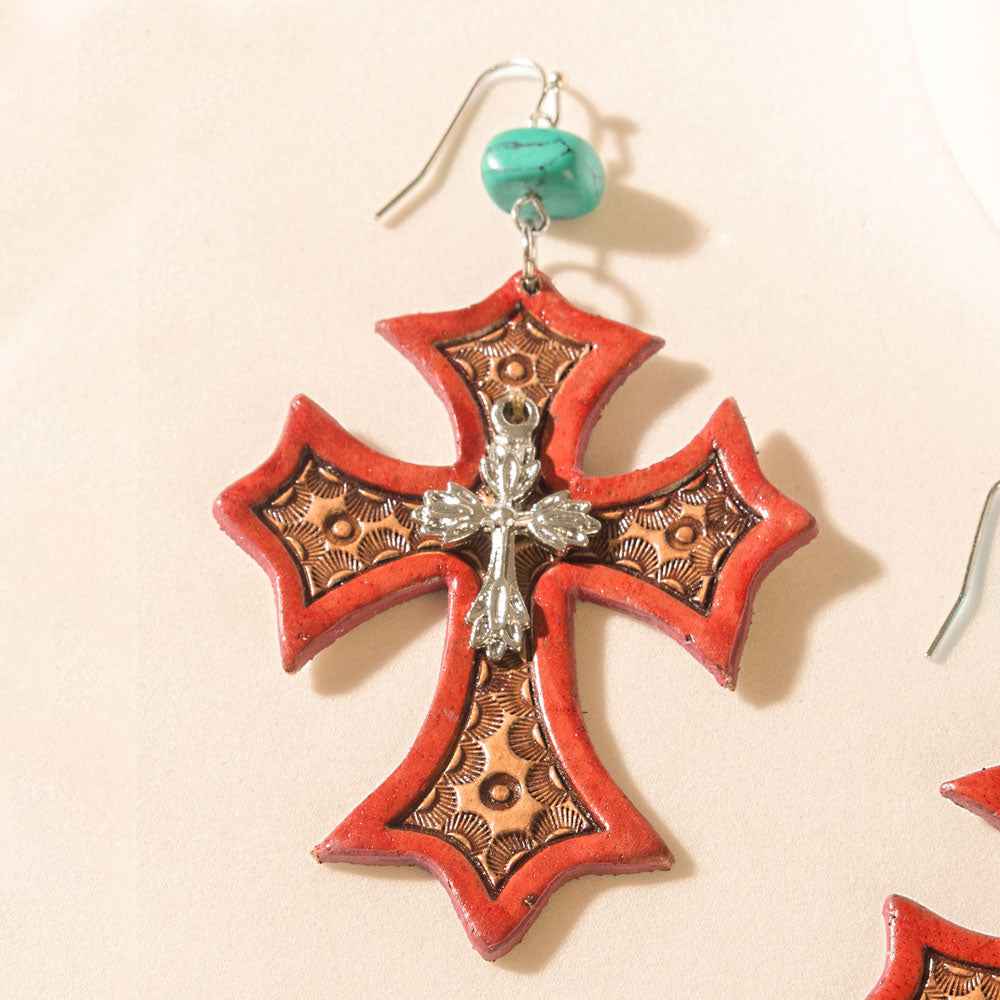 Myra Crimson Cross Earrings