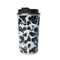 Western Trail Brew Stainless Steel Mug in Black Leopard Print