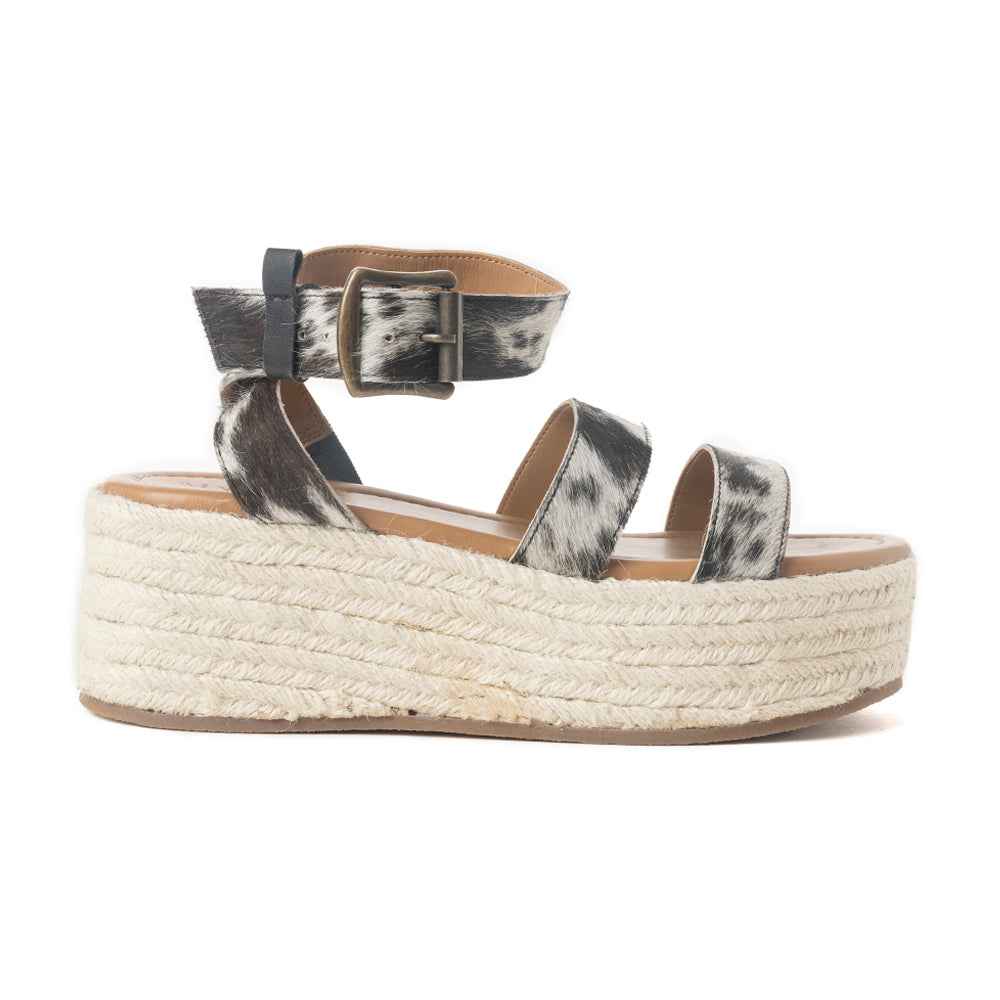 Longhorn Lasso Leather Sandals in Cowprint Hairon