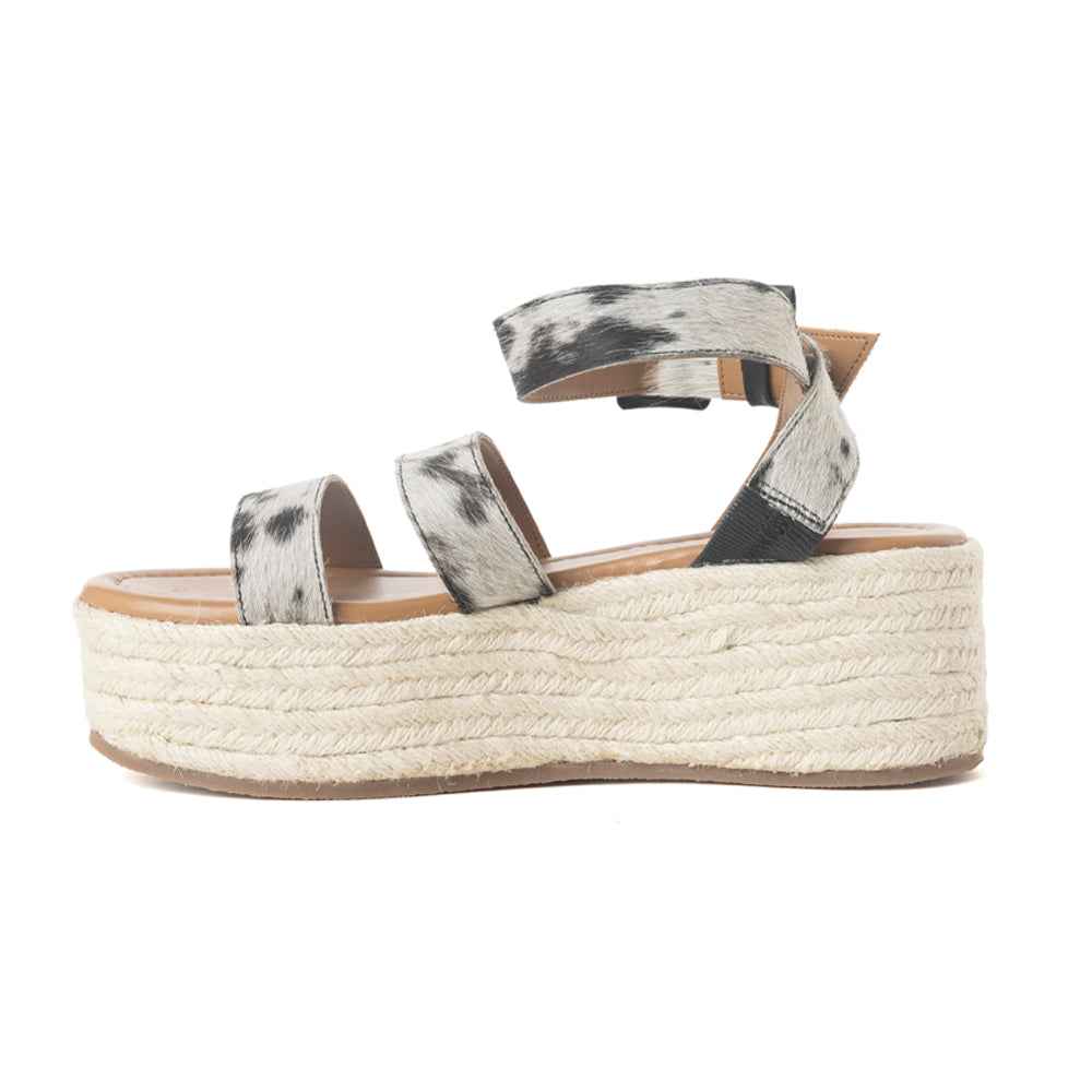 Longhorn Lasso Leather Sandals in Cowprint Hairon