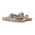 Mesa Scroll Handtooled Sandals in Brown & White