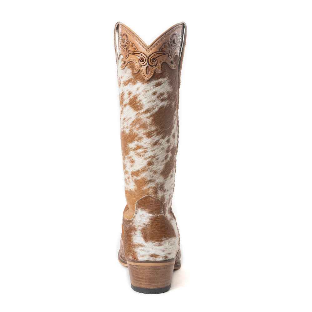 Dakota Dust Handtooled Boots in Tan & White