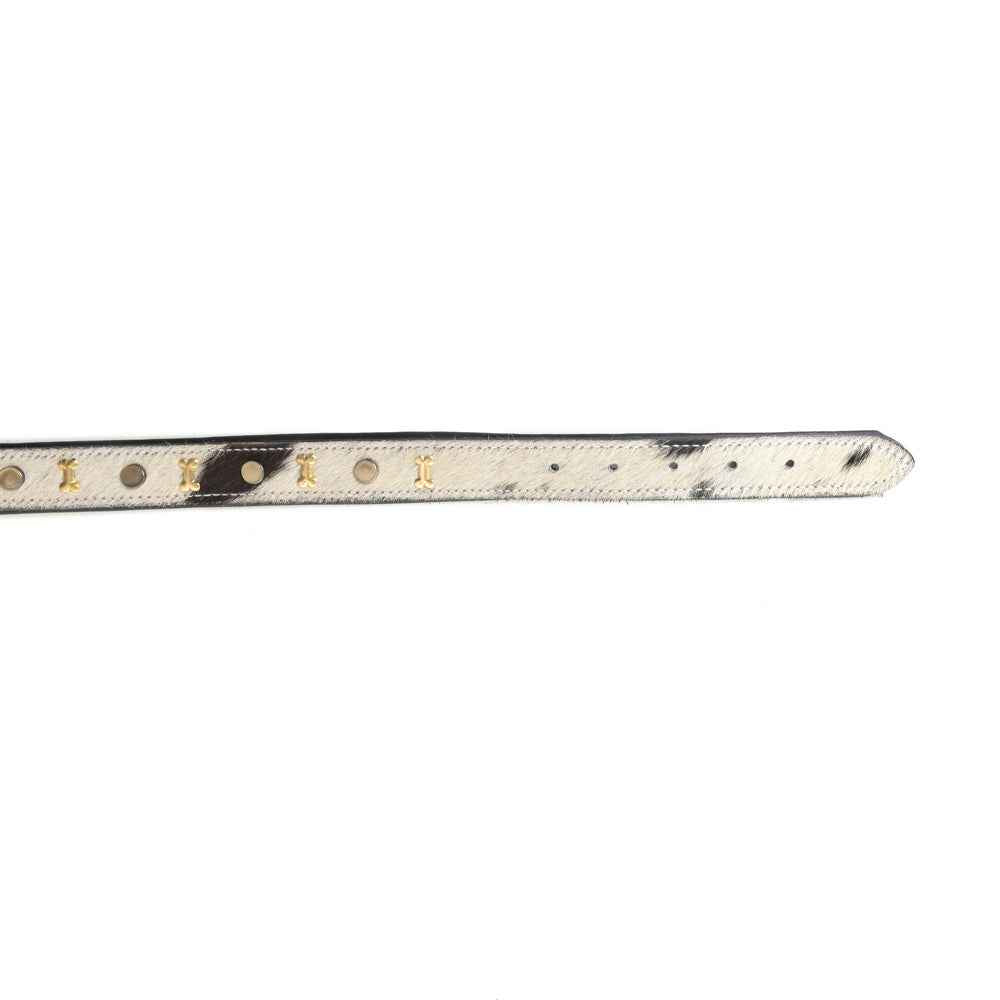 Prairie Paws Studded Hairon Dog Collar in Ash & Ivory