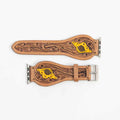 Lone Star Handtooled Leather Watch Band in Antique Tan