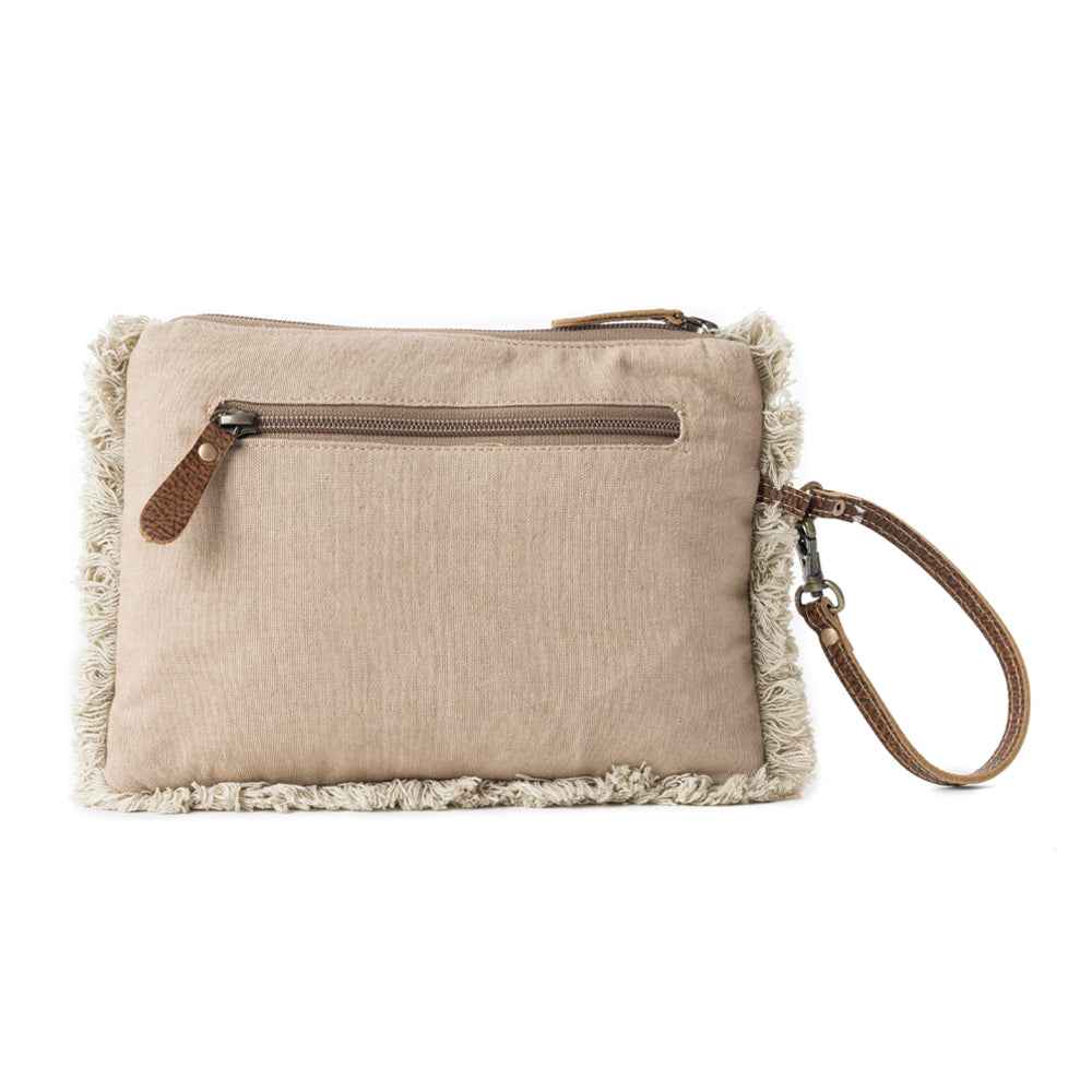Meadow Lace Embroided Pouch in Ivory Bloom
