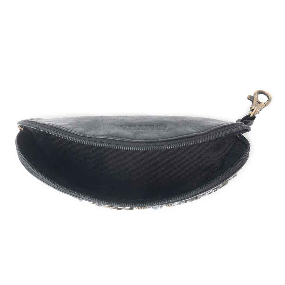Myra Eclipse Charm Leather Sunglass Case in Midnight Black