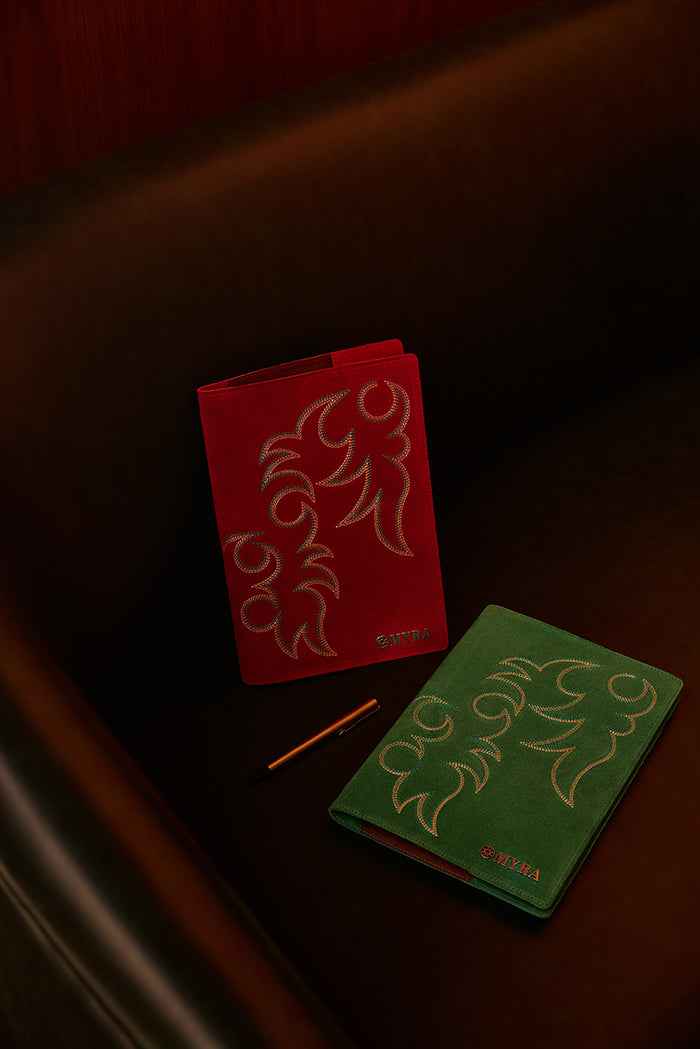 Texas Blaze Embroidered Leather Diary in Turquoise