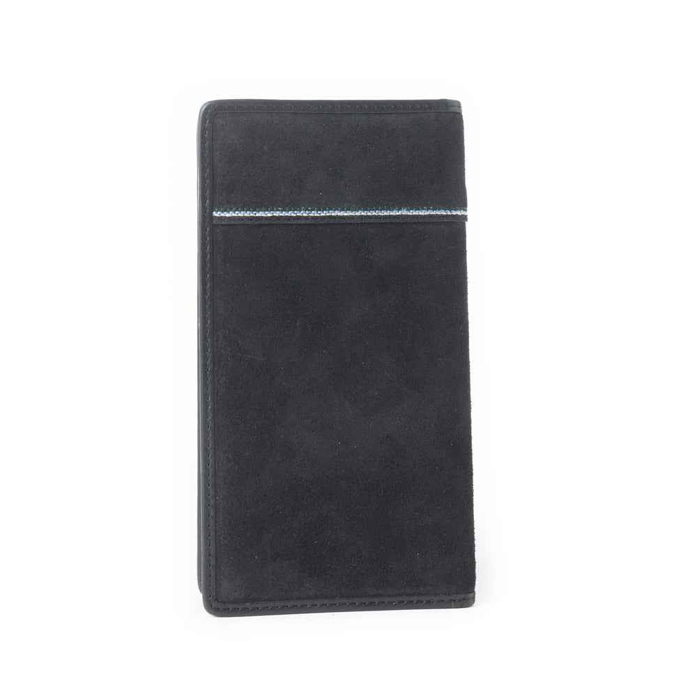 Ravenhide Embroidered Leather Wallet in Coal Black