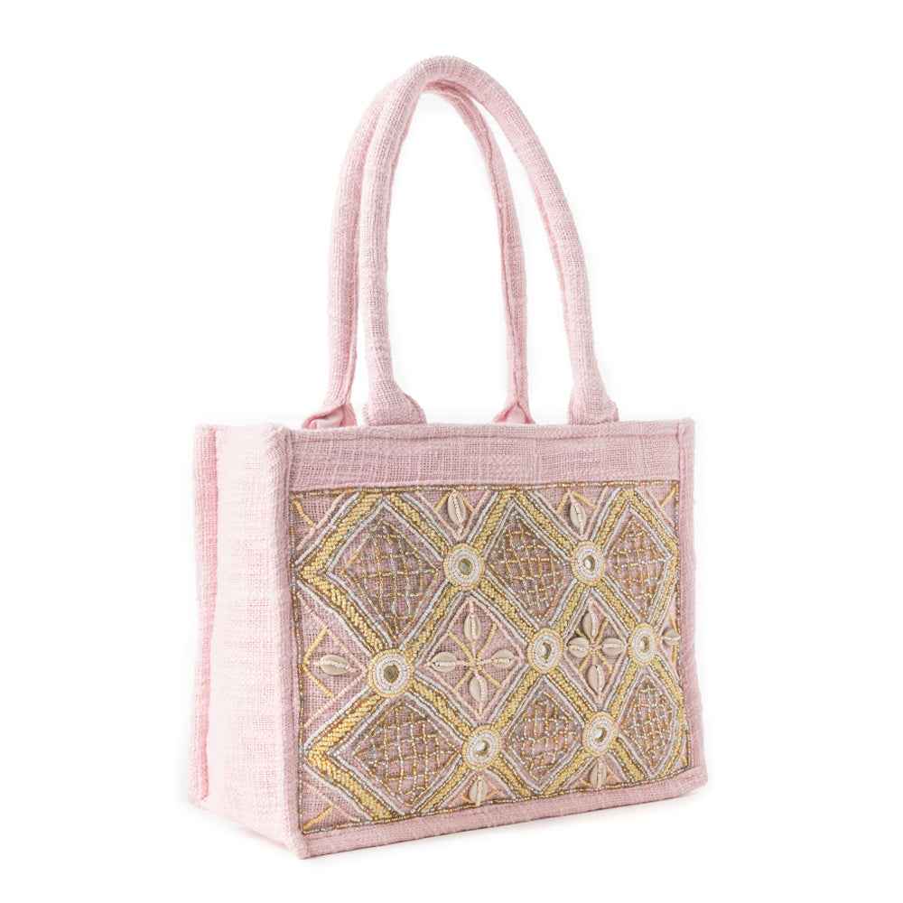 Gypsy Lace Canvas Bag in Light Pink
