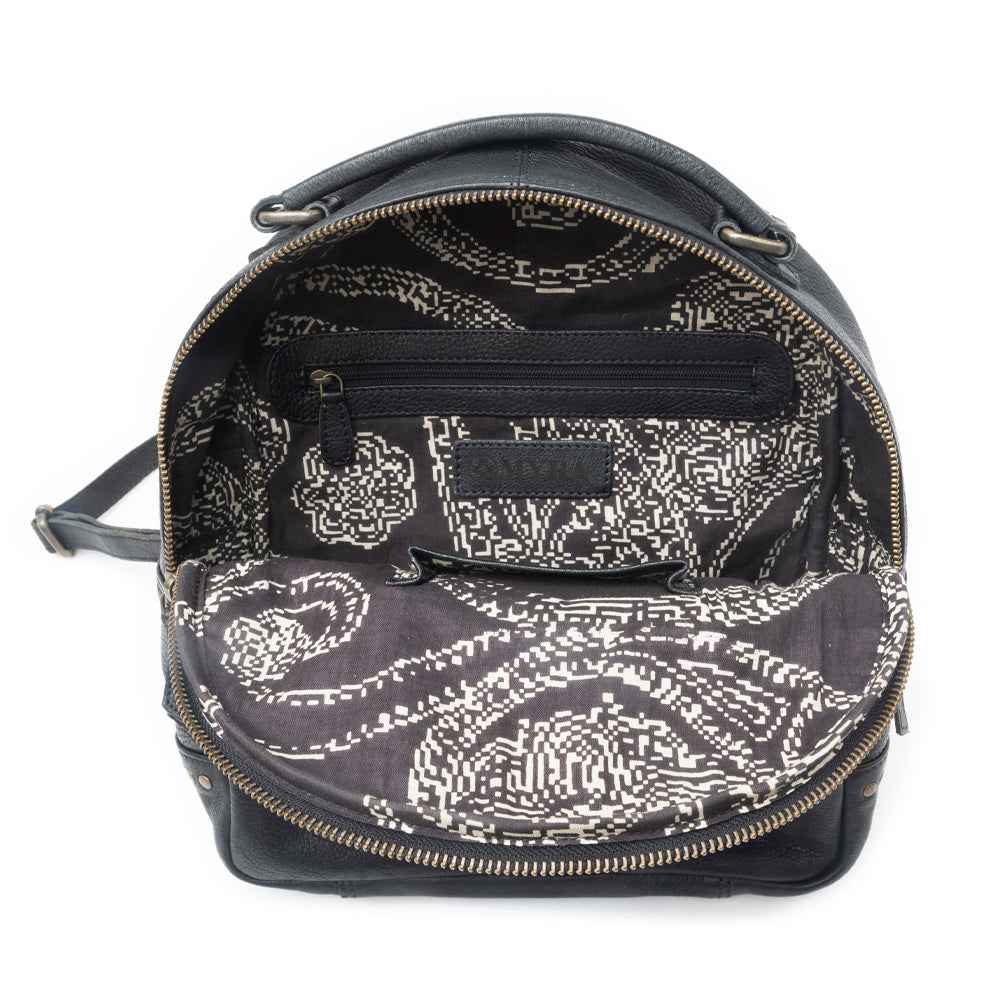 Westbound Star Leather Backpack in Raven Black