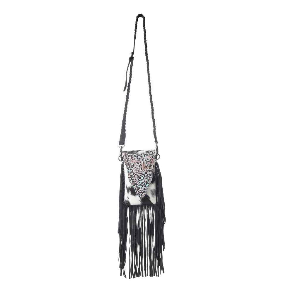 Dakota Drift Hairon Leather Bag in Ebony & White