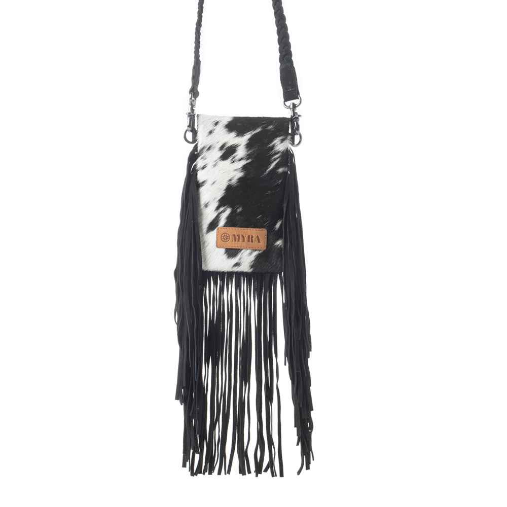 Dakota Drift Hairon Leather Bag in Ebony & White