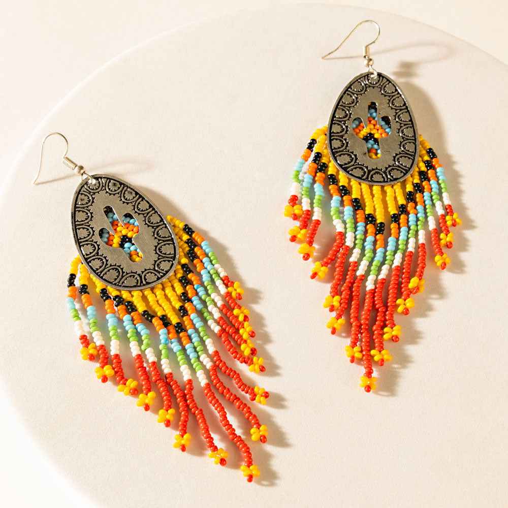 Pueblo Glow Beaded Earrings in Sunrise Yellow