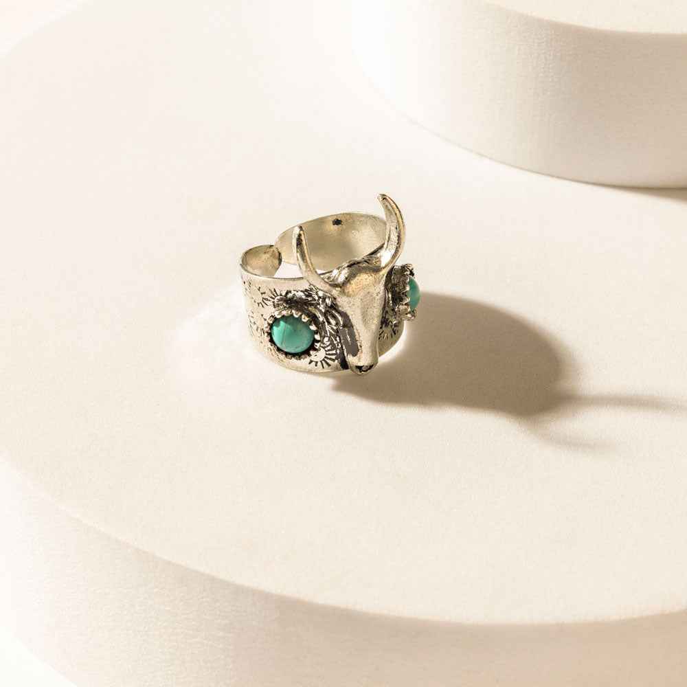 Longhorn Vow Ring in Sage Steel
