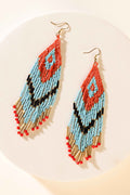 Zuni Blaze Fringe Earrings in Cyan Desert Flame