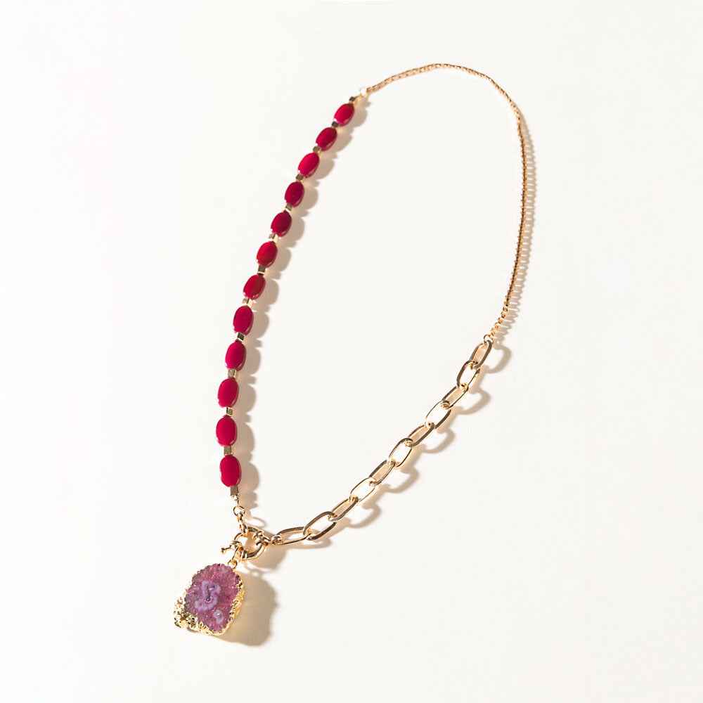Amarillo Rose Necklace in Ruby Bloom