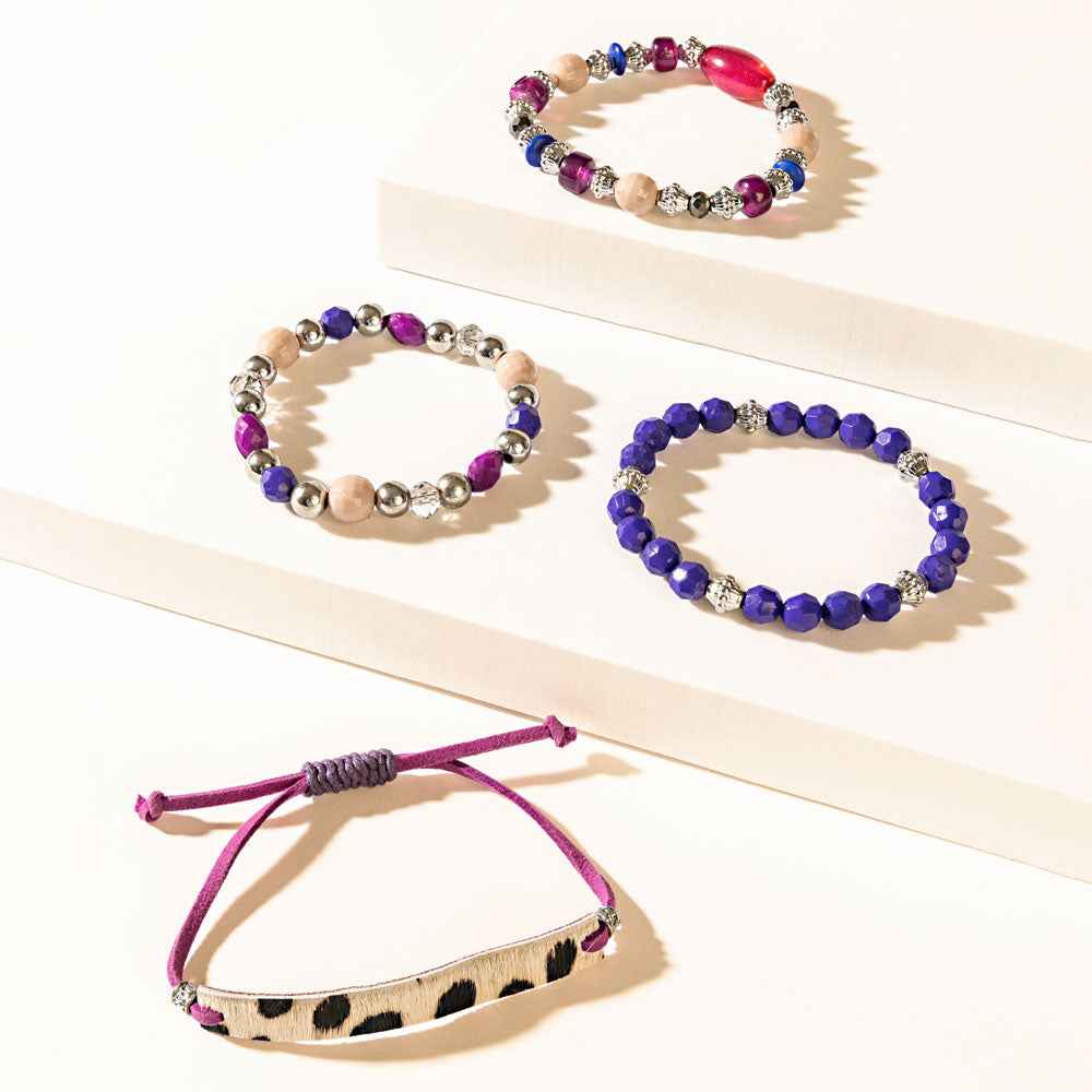 Panthera Layered Bracelet in Neon Plum