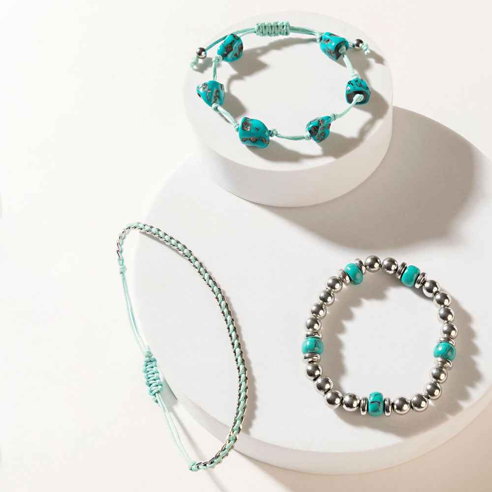 Calm & Chaos Bracelet in Aqua Silver