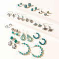 Myra Turquoise Trails & Silver Tales Set of 16 Earrings