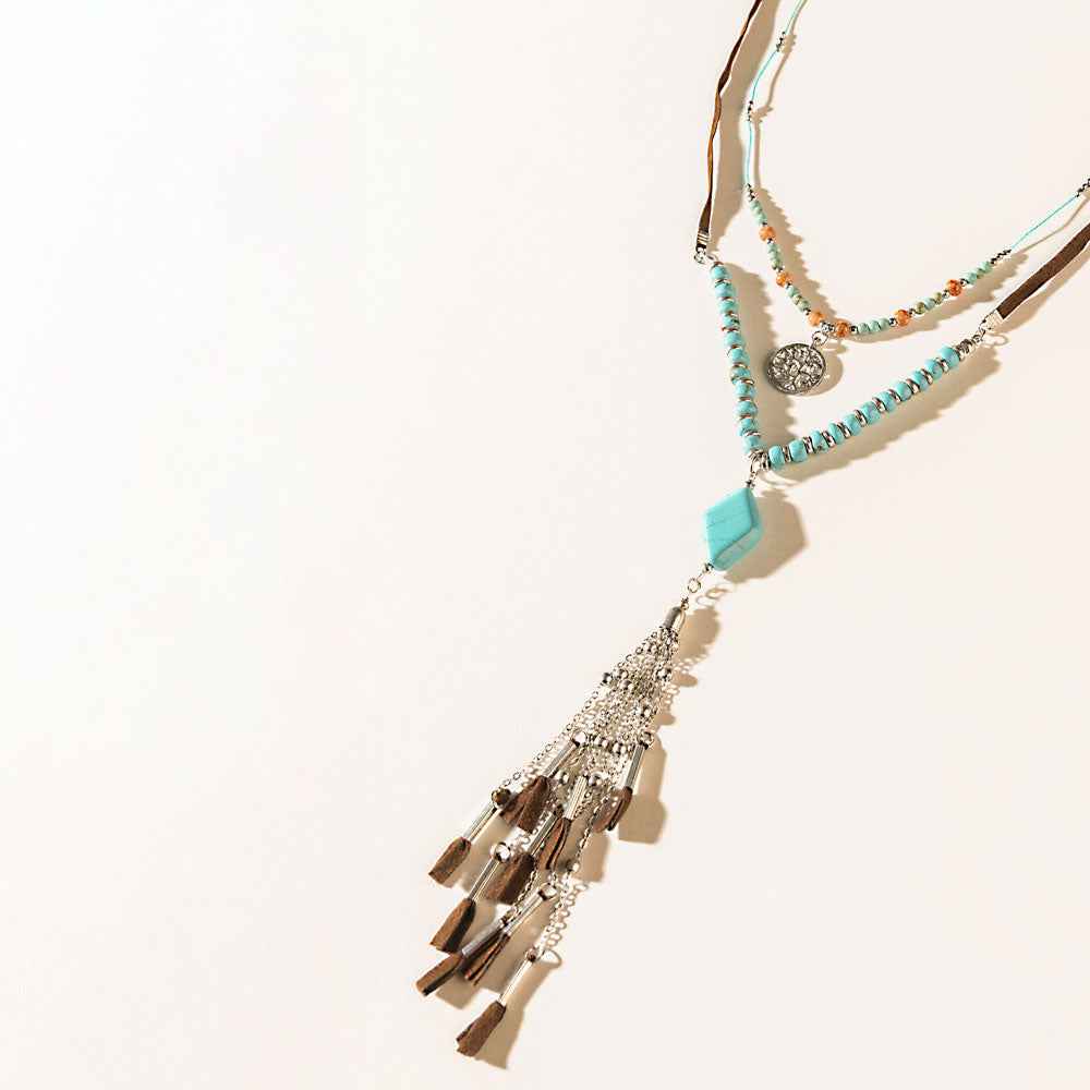 Two Moons Spell Necklace in Mesa Blue