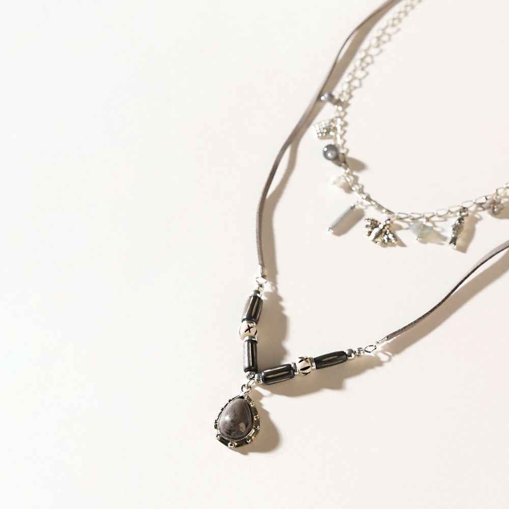 Wandererâ€™s Wish Necklace in Coal Silver