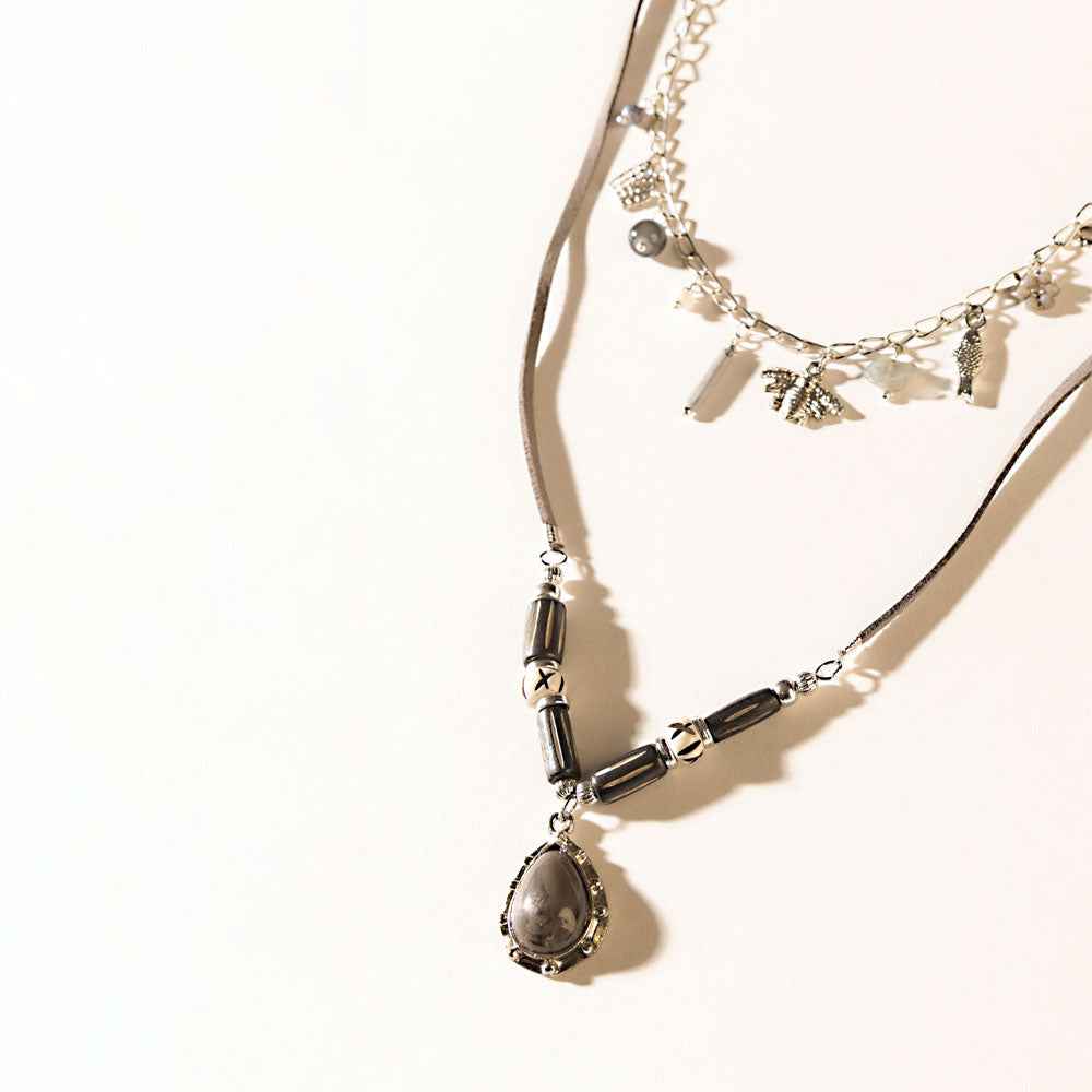 Wandererâ€™s Wish Necklace in Coal Silver