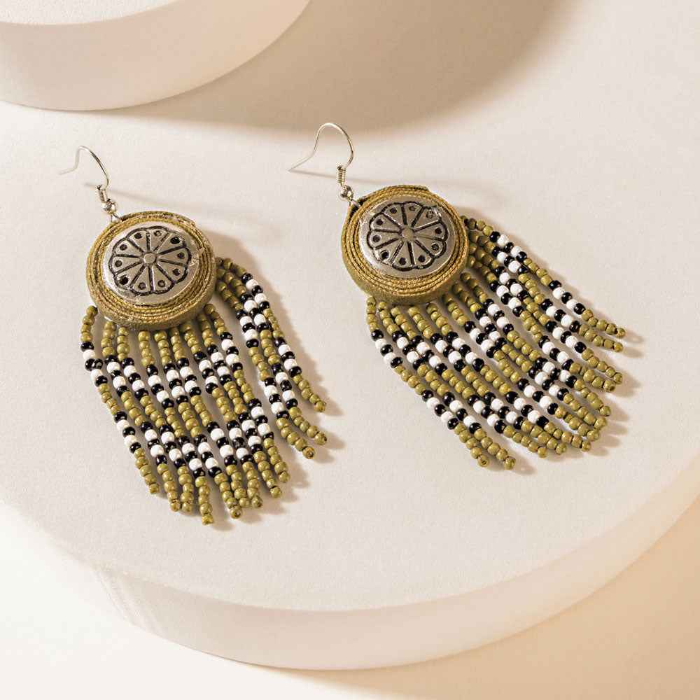 Myra Cheyenne Drop Earrings in Char Black