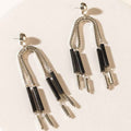 Myra The Black Hitch Earrings in Onyx Silver