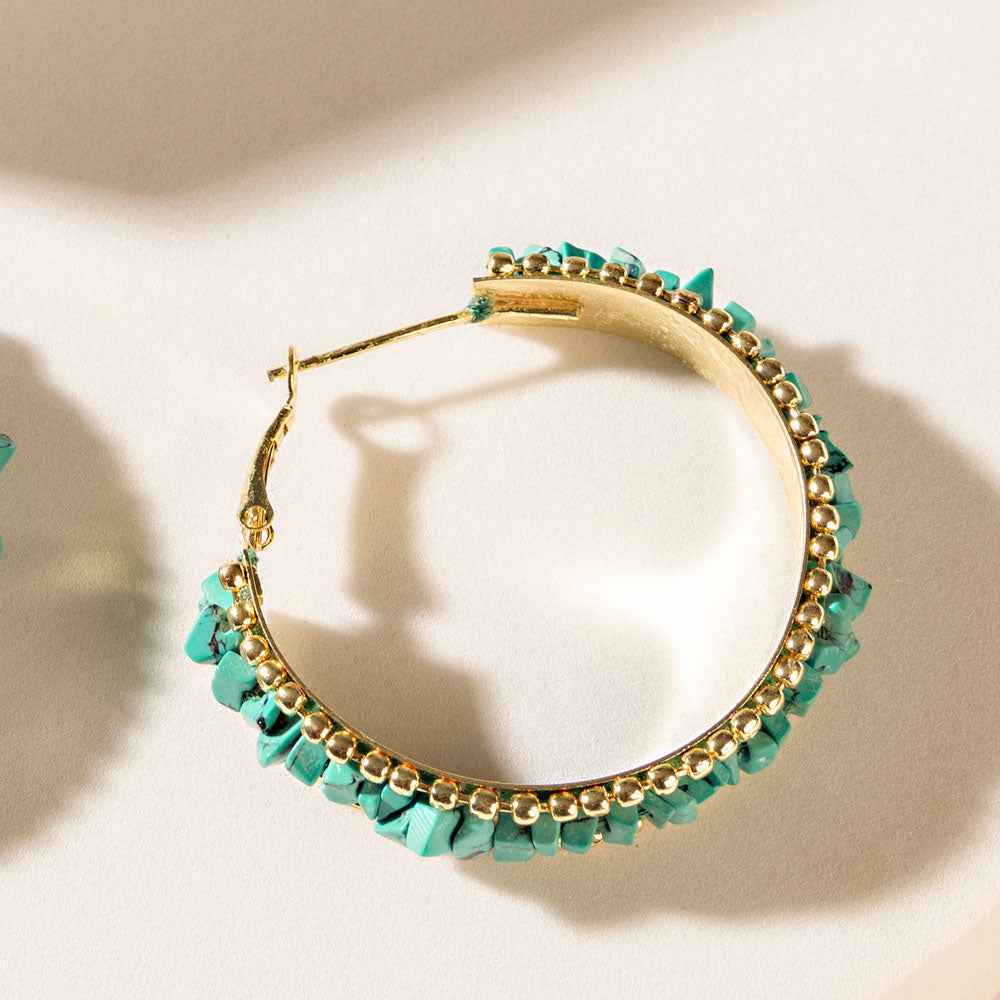 Myra Howlite Halo Earrings in Mineral Teal